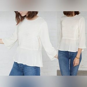 Amour Vert Andy Silk Blouse - Cream/Ivory, Size L, Excellent Condition